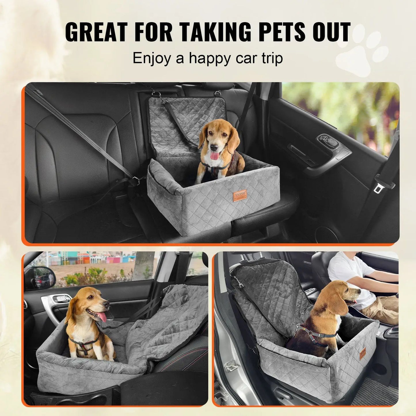 DB Wholesale Booster Car Seat for Small Medium Dogs up to 40 Lbs Gray Pet Carrier-5