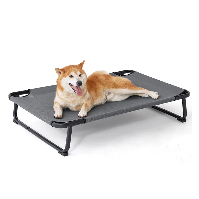 Extra Large Eco-Friendly Dog Bed Heavy-Duty Cooling Mesh Chew-Resistant Frame No-Slip Feet Indoor/Outdoor Pet Hammock Solid-7