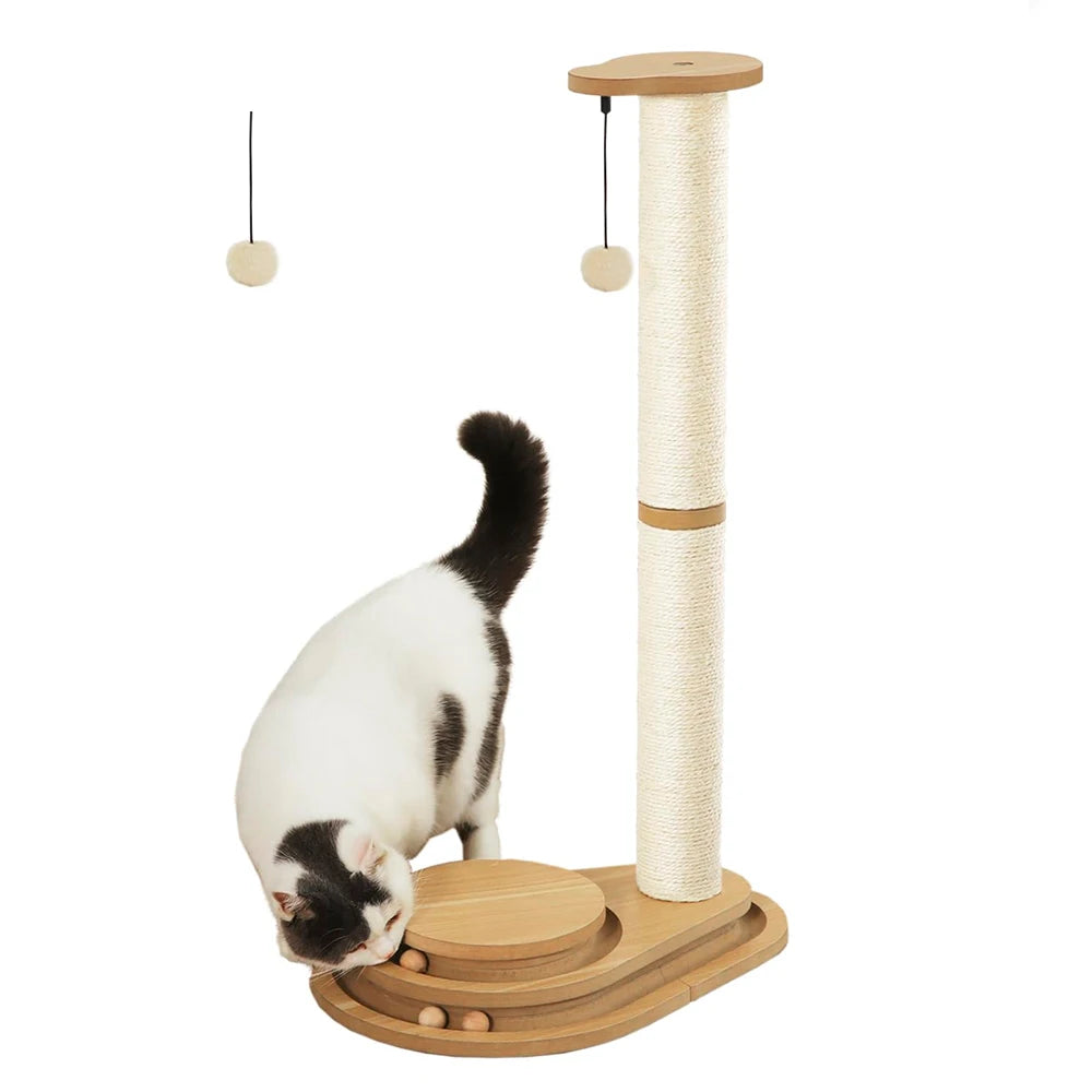 Modern 23" Tall Indoor Cat Tree Scratcher 2-Layer Wooden Ball Track with Sisal & Large Interactive Dangling Ball for Cats-6