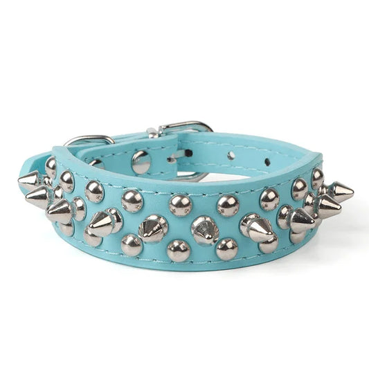 Adjustable Spiked Studded Leather Dog & Cat Collar for Small & Large Breeds Including Pit Bulls Premium Pet Accessory-1