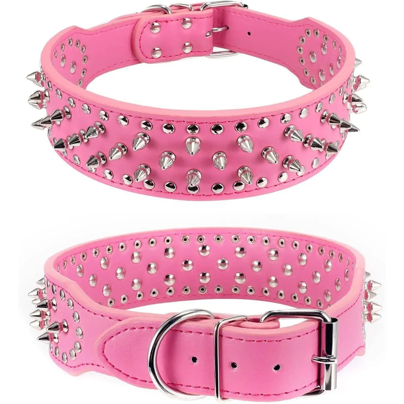 Adjustable Spiked Studded Leather Dog & Cat Collar for Small & Large Breeds Including Pit Bulls Premium Pet Accessory-2