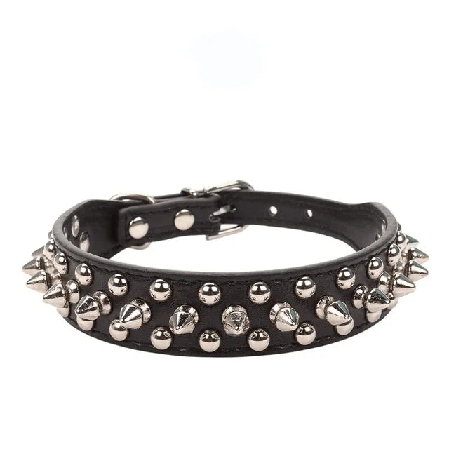 Adjustable Spiked Studded Leather Dog & Cat Collar for Small & Large Breeds Including Pit Bulls Premium Pet Accessory-4