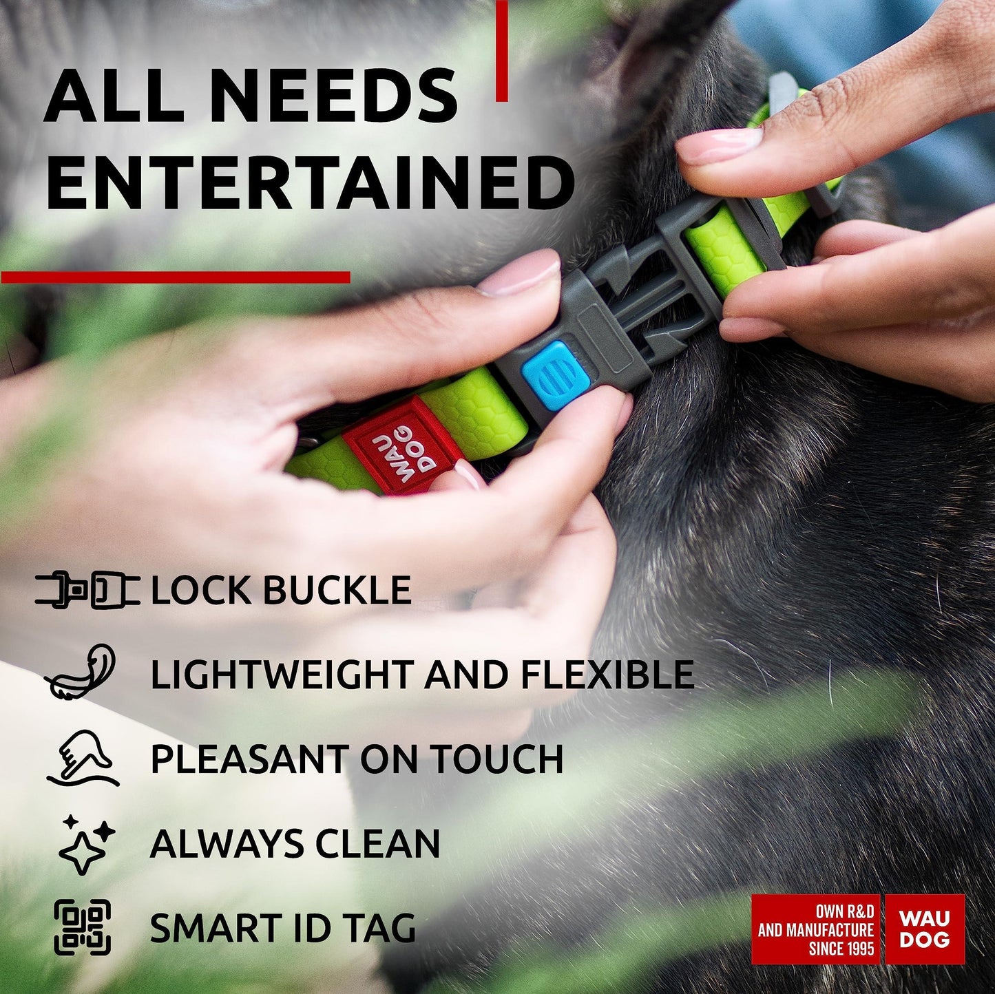 WAUDOG Waterproof Dog Collar   Adjustable Dog Collar for Large Dogs