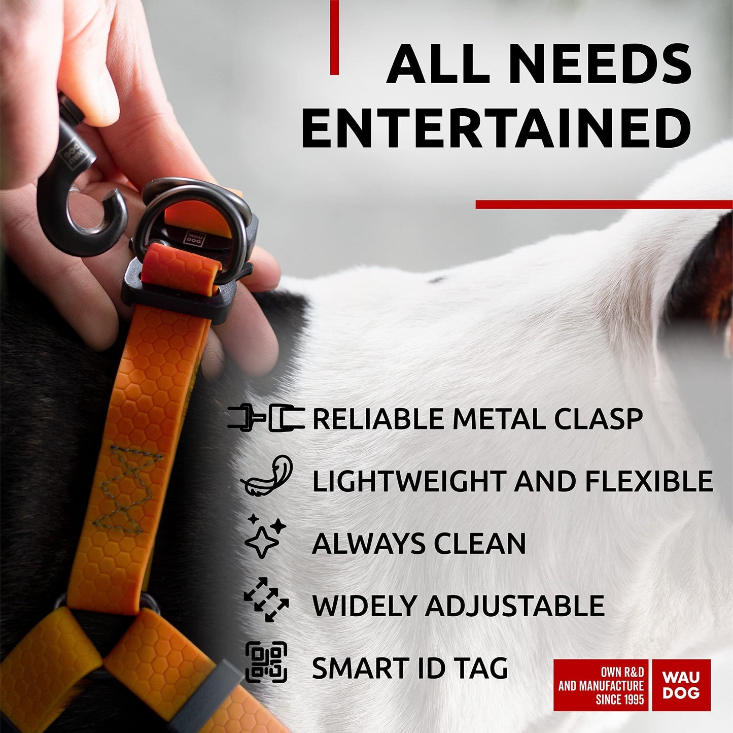 WAUDOG Waterproof Dog Harness   Adjustable Dog Harness for Large Dogs