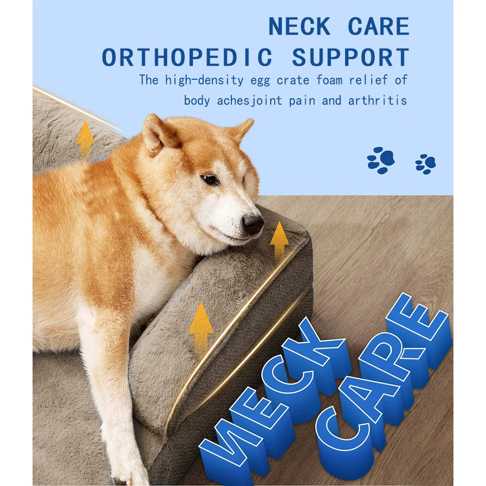 Orthopedic Pet Cushions Bed Large Dog Washable Removable Cover with Egg-Crate Foam & Waterproof Lining for Cats-3
