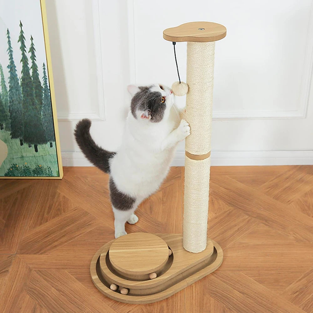Modern 23" Tall Indoor Cat Tree Scratcher 2-Layer Wooden Ball Track with Sisal & Large Interactive Dangling Ball for Cats-5