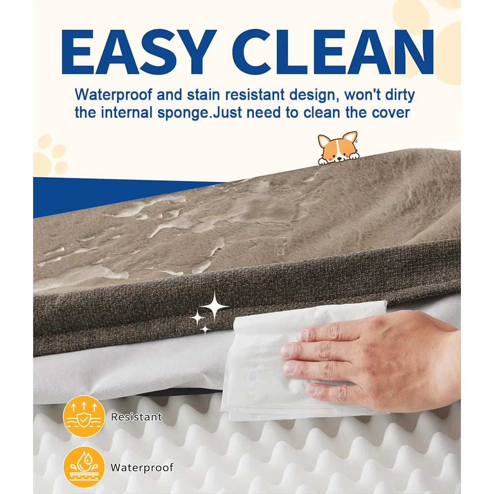 Orthopedic Pet Cushions Bed Large Dog Washable Removable Cover with Egg-Crate Foam & Waterproof Lining for Cats-5