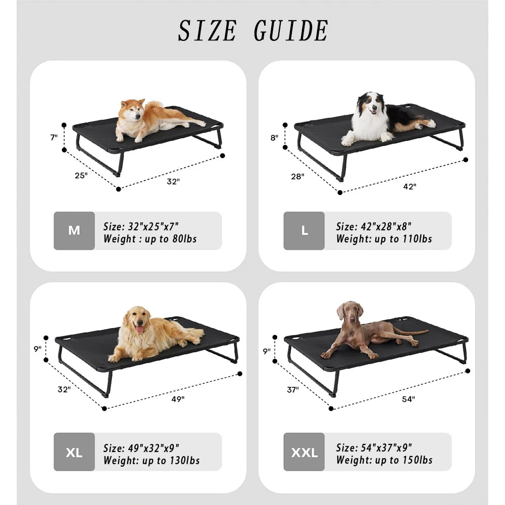 Extra Large Eco-Friendly Dog Bed Heavy-Duty Cooling Mesh Chew-Resistant Frame No-Slip Feet Indoor/Outdoor Pet Hammock Solid-4