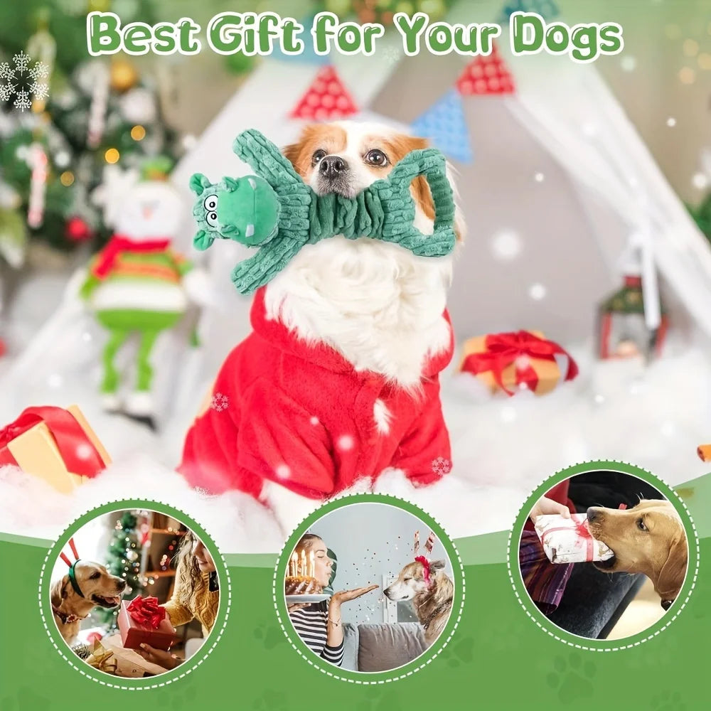 Unbreakable Plush Dinosaur Dog Toy with Squeaky - Durable Chew Toy for Aggressive Chewers, Soft Material, Fun Cartoon Design-5