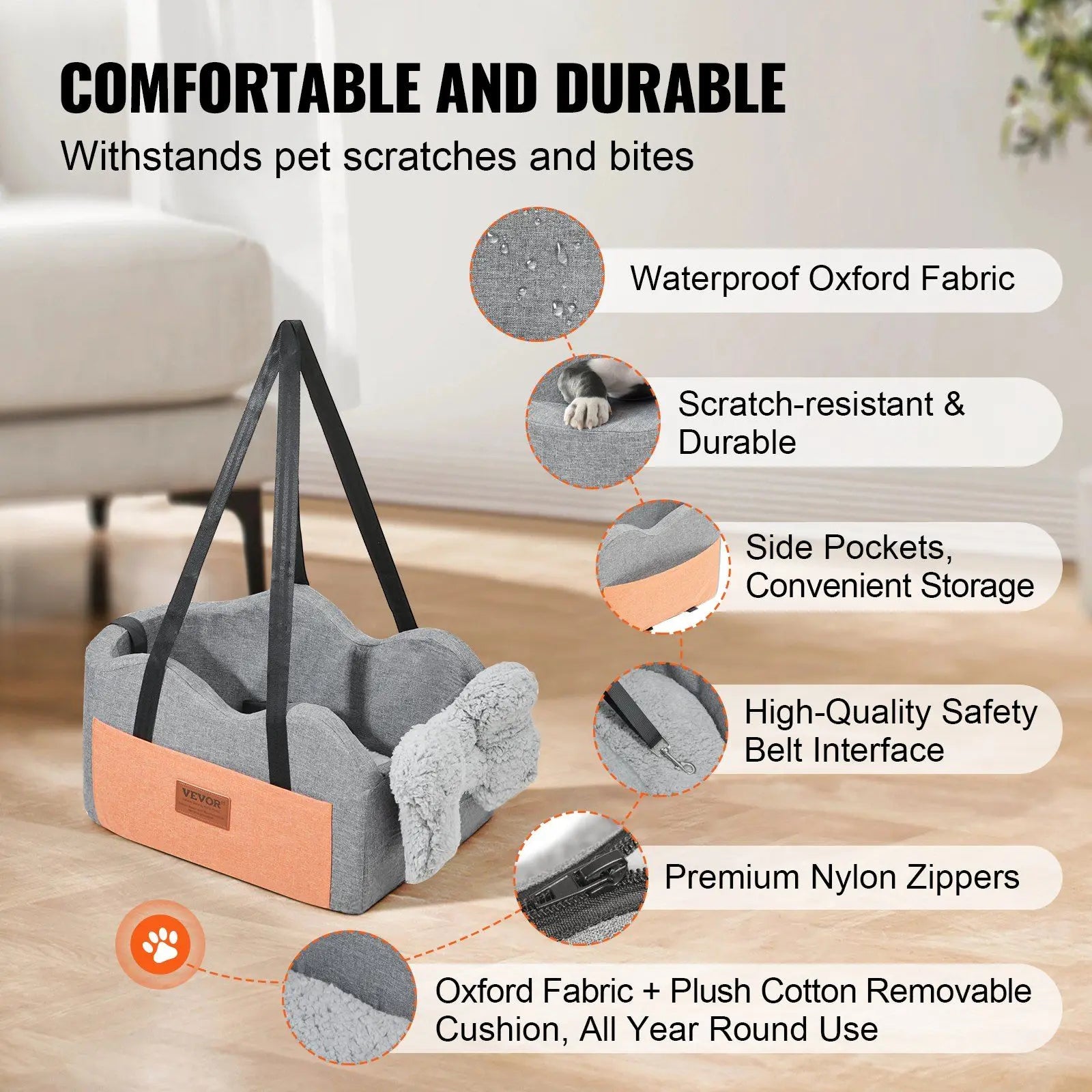 DB Wholesale Dog Booster Car Seat Small Dog 8 Lbs Center Console Pet Carrier for Car-2