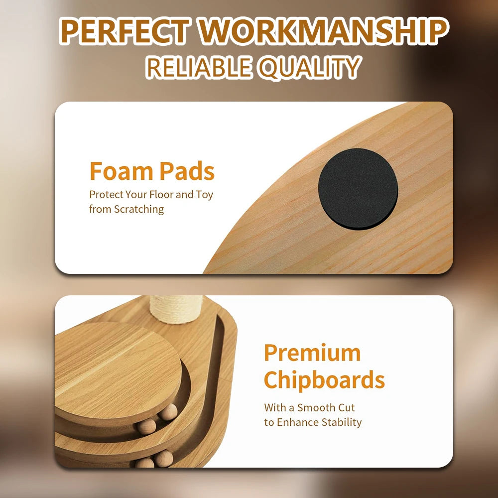 Modern 23" Tall Indoor Cat Tree Scratcher 2-Layer Wooden Ball Track with Sisal & Large Interactive Dangling Ball for Cats-4