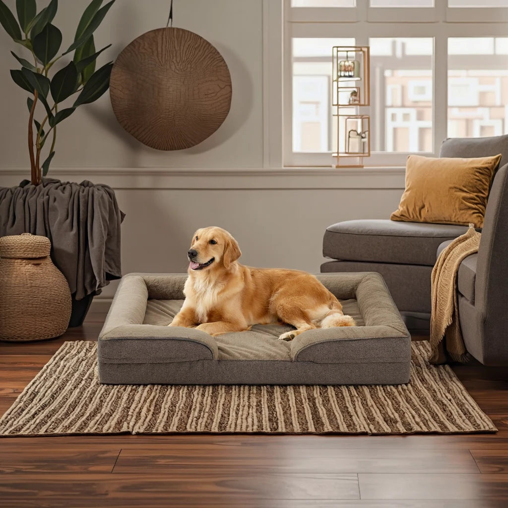 Orthopedic Pet Cushions Bed Large Dog Washable Removable Cover with Egg-Crate Foam & Waterproof Lining for Cats-0
