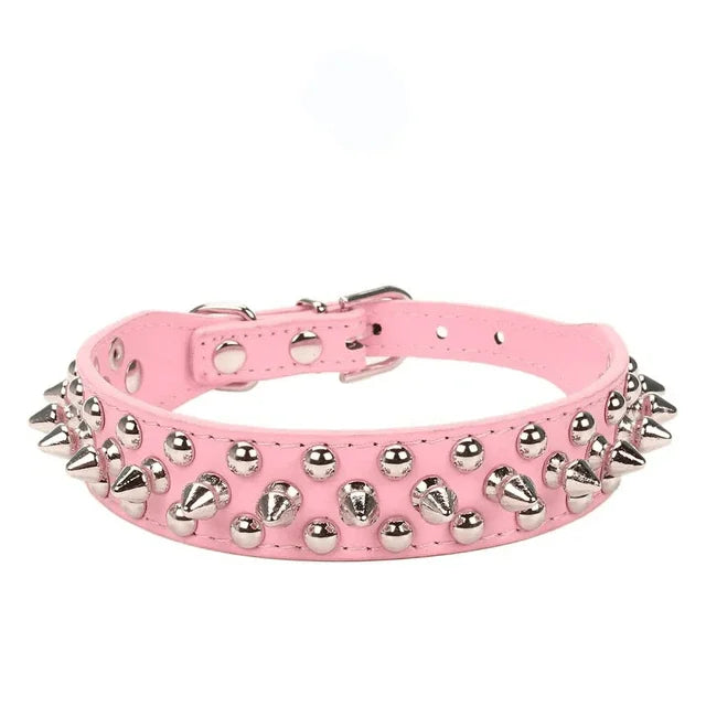 Adjustable Spiked Studded Leather Dog & Cat Collar for Small & Large Breeds Including Pit Bulls Premium Pet Accessory-3