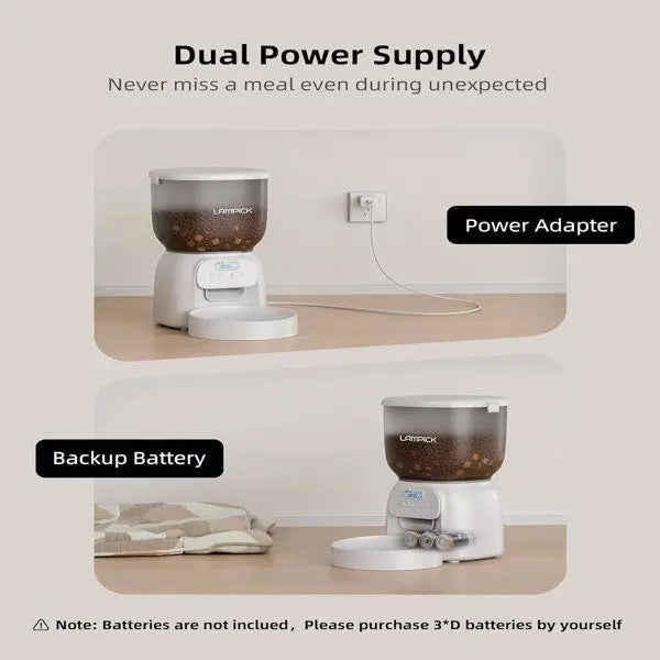 Dual Power Supply Automatic Cat Feeder 4L Detachable Dry Food Dispenser 15 Portions/Day 6 Meals Per Day Timed Cat Feeders-5