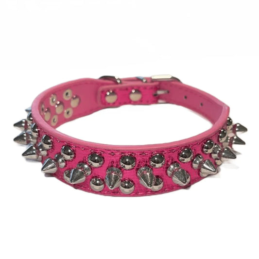 Adjustable Spiked Studded Leather Dog & Cat Collar for Small & Large Breeds Including Pit Bulls Premium Pet Accessory-0