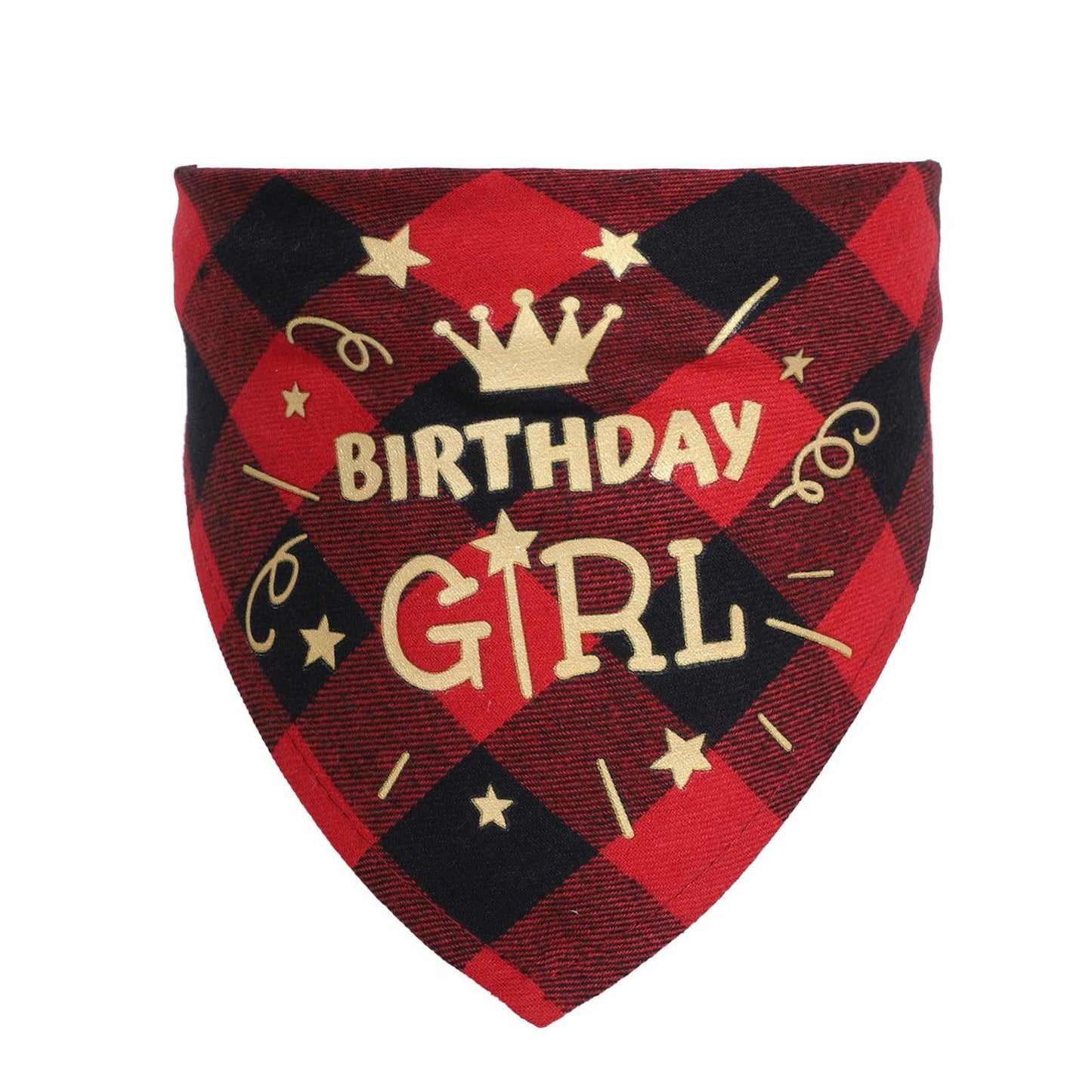Checkered Cotton Pet Scarf - Stylish Birthday Party Accessory For Cats