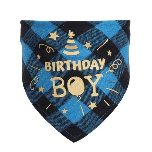Checkered Cotton Pet Scarf - Stylish Birthday Party Accessory For Cats