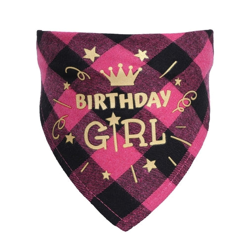 Checkered Cotton Pet Scarf - Stylish Birthday Party Accessory For Cats