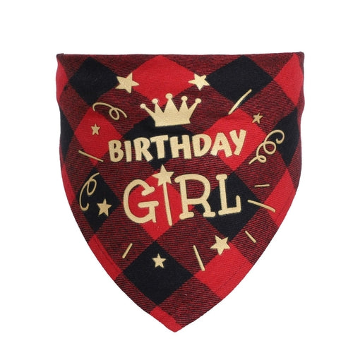 Checkered Cotton Pet Scarf - Stylish Birthday Party Accessory For Cats