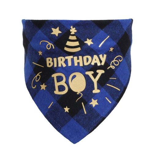 Checkered Cotton Pet Scarf - Stylish Birthday Party Accessory For Cats